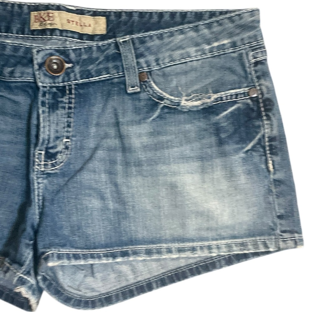 BKE Light Blue Stella Jean Shorts Low Rise Distressed Size 30 Waist - Picture 3 of 13
